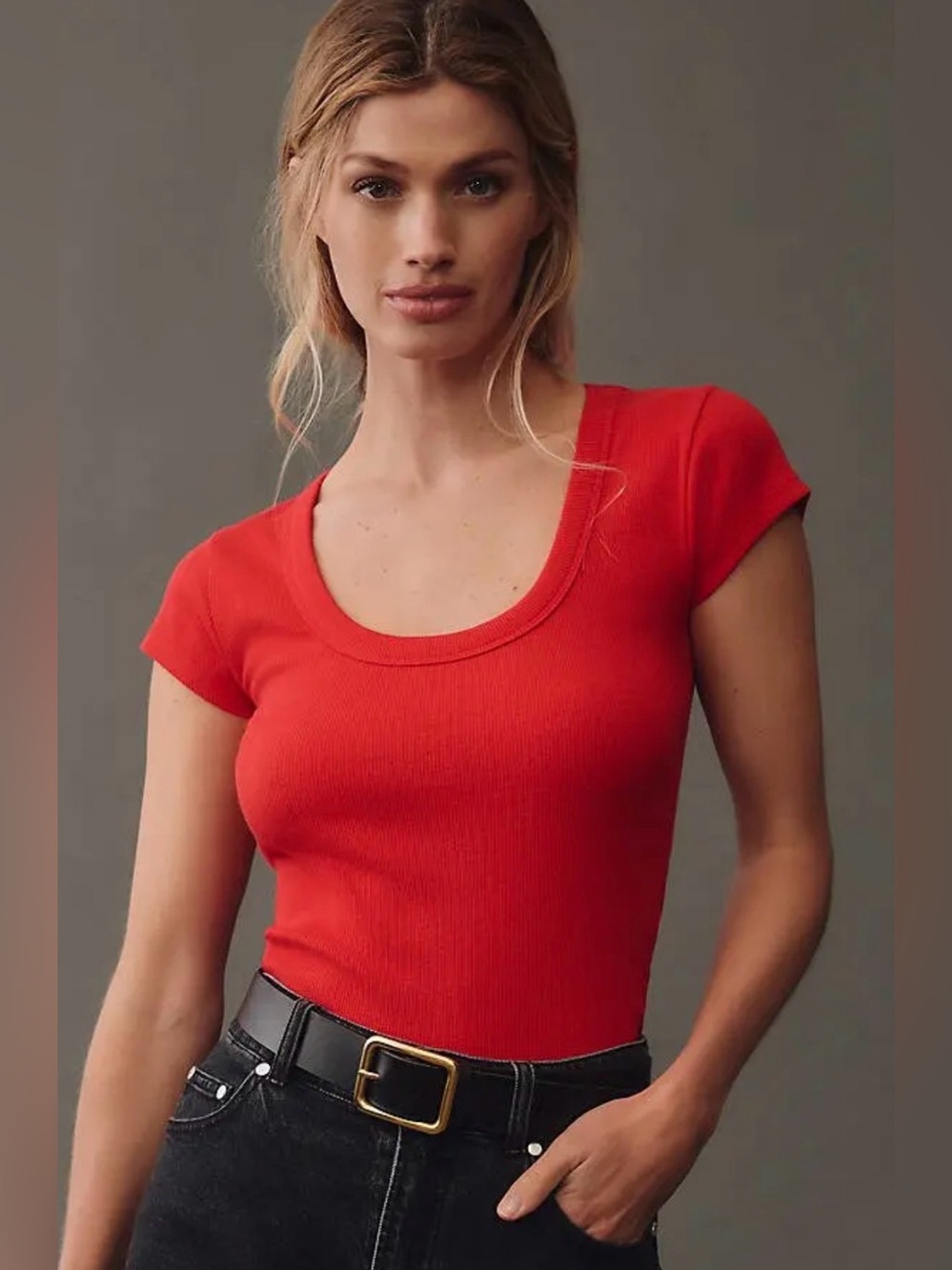 PILCRO by Anthropologie Slim Scoop Neck Tee - XXS